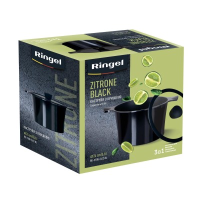 Каструля RINGEL Zitrone Black 24x16.2 см (5.8л) з кришкою (RG-2108-24/2 BL) Каструля RINGEL Zitrone Black 24x16.2 см (5.8л) з кришкою (RG-2108-24/2 BL)