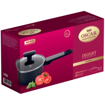 Ківш OSCAR Delight алюминій 16 см (1.15 л) з кришкою (OSR-2105-16) Ківш OSCAR Delight алюминій 16 см (1.15 л) з кришкою (OSR-2105-16)