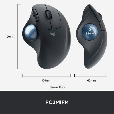 Маніпулятор миша бездротова LOGITECH ERGO M575 for Business - GRAPHITE - BT - EMEA-914 (910-006221)