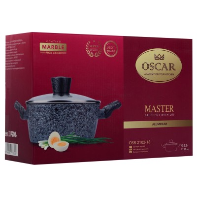 Каструля OSCAR MASTER алюмінієва 18 см (1.7 л) з кришкою (OSR-2102-18)