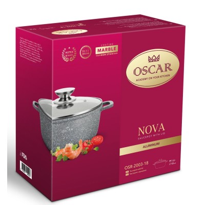Каструля OSCAR NOVA алюмінієва 18 см (1.6 л) з кришкою (OSR-2003-18) Каструля OSCAR NOVA алюмінієва 18 см (1.6 л) з кришкою (OSR-2003-18)