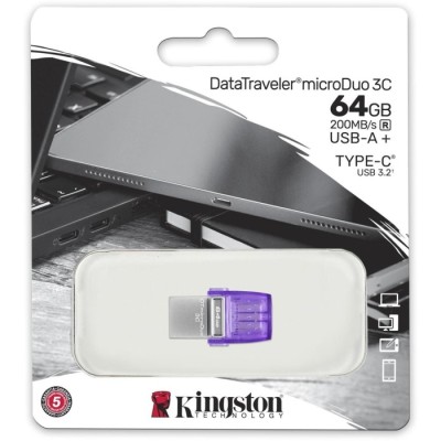 Флеш-пам'ять USB Kingston DT microDuo 3C 64GB USB-A+USB-C (DTDUO3CG3/64GB)