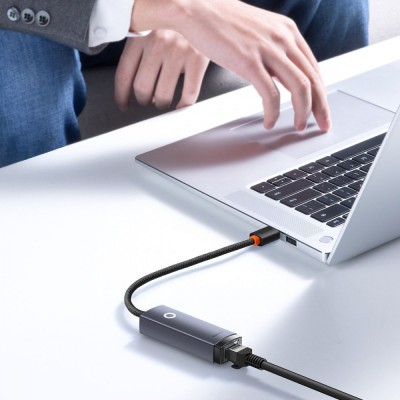 Переходник Baseus Lite Series Ethernet 1000Mbps (USB To RJ45) (WKQX000113) Gray