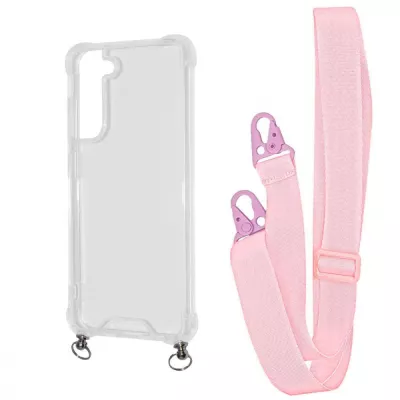 Чохол WAVE Clear Case with Strap Samsung Galaxy S21 FE (G990B) pink sand