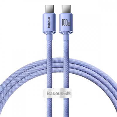 Кабель Baseus Crystal Shine Series Fast Charging Data USB кабель Type-C To Type-C 100W 1.2m (CAJY000605) Purple