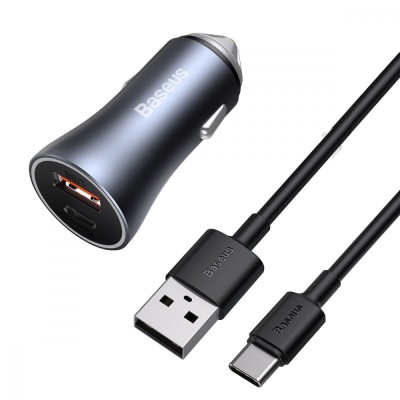 АЗП Baseus Golden Contactor Pro 40W USB + Type-C + Cable Type-C 5A (1m) (TZCCJD-0G) (Dark Gray)