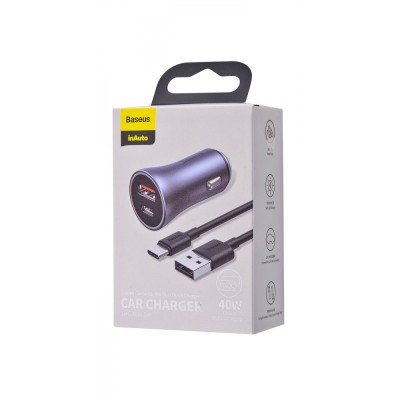 АЗП Baseus Golden Contactor Pro 40W USB + Type-C + Cable Type-C 5A (1m) (TZCCJD-0G) (Dark Gray)