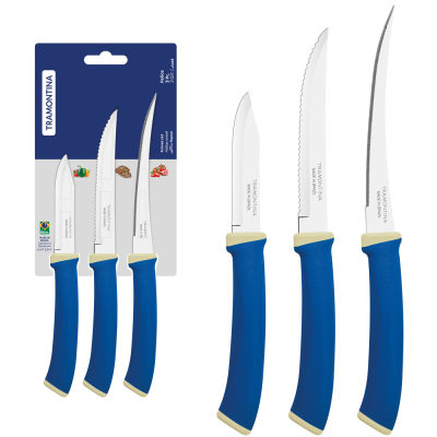 Набори ножів TRAMONTINA FELICE blue н-р ножей 3пр (стейк,томат,овоч) (23499/177)