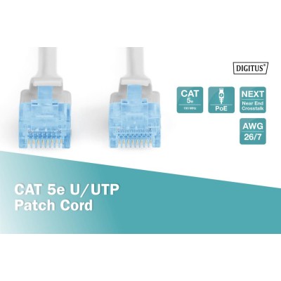 Патч-корд CAT 5e U-UTP, Cu, PVC AWG 26/7, довжина 0,5 м, колір сірий DK-1511-005 DIGITUS by ASSMANN Патч-корд CAT 5e U-UTP, Cu, PVC AWG 26/7, довжина 0,5 м, колір сірий DK-1511-005 DIGITUS by ASSMANN