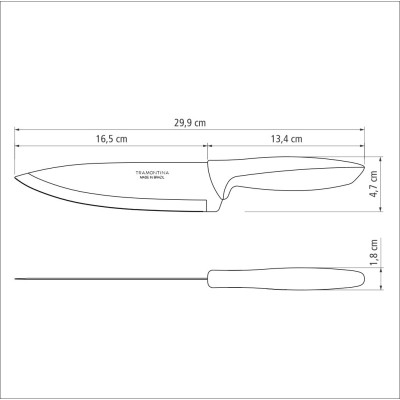 Ніж TRAMONTINA PLENUS light grey Chef 178мм інд. блистер (23426/137)