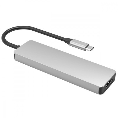 Type-C-Хаб Proove Iron Link 5 in 1 (2*Type-C + 2*USB3.0 + HDMI) (HBIL00222024) Silver