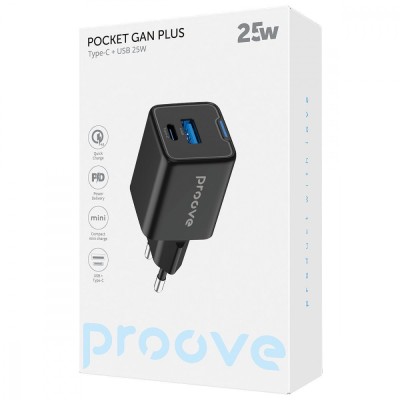 Зарядний Пристрій Proove Pocket GaN 25W (Type-C + USB) (WCPG25111202) white
