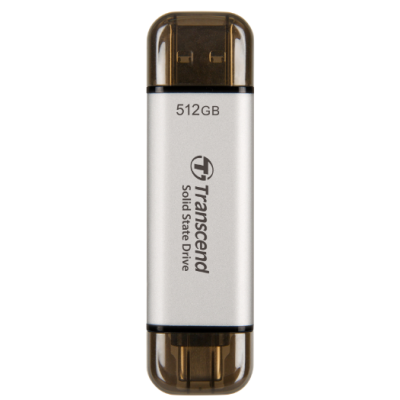 ssd зовнішній TRANSCEND 512GB ESD310S, USB 10Gbps, Type C/A Сріблястий