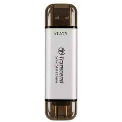 ssd зовнішній TRANSCEND 512GB ESD310S, USB 10Gbps, Type C/A Сріблястий