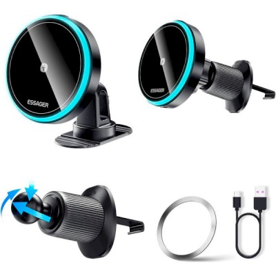 Автомобільний тримач ESSAGER Element magnetic wireless charging car bracket outlet + paste model (EZJCX-YS01-Z)