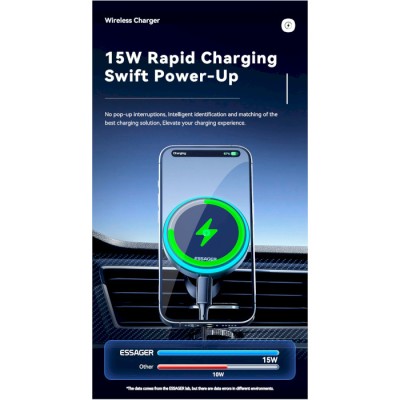 Автомобільний тримач ESSAGER Element magnetic wireless charging car bracket outlet + paste model (EZJCX-YS01-Z)