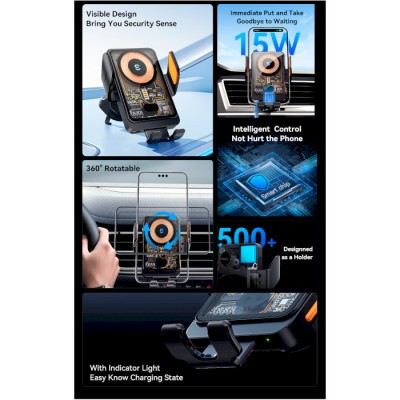 Автомобільний тримач ESSAGER Junyi 15W Wireless Phone Holder for Car (Air Outlet Type) (EZJWX-JY01-Z)