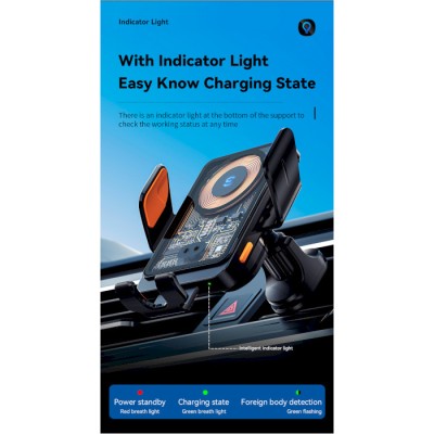 Автомобільний тримач ESSAGER Junyi 15W Wireless Phone Holder for Car (Air Outlet Type) (EZJWX-JY01-Z)