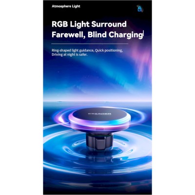 Автомобільний тримач ESSAGER Neon magnetic wireless charger car bracket beak hook + paste (EZJCX-NH01-Z)