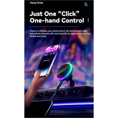 Автомобільний тримач ESSAGER Neon magnetic wireless charger car bracket beak hook + paste (EZJCX-NH01-Z)