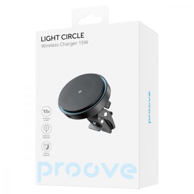 Автомобільний тримач З бездротовою зарядкою Proove Light Circle 15W (WHLC15010001) Black