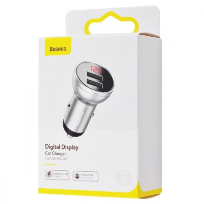 АЗП 2USB Baseus Digital Display (4.8A 24W) (CCBX-0G) Grey