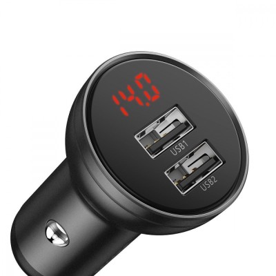 АЗП 2USB Baseus Digital Display (4.8A 24W) (CCBX-0G) Grey