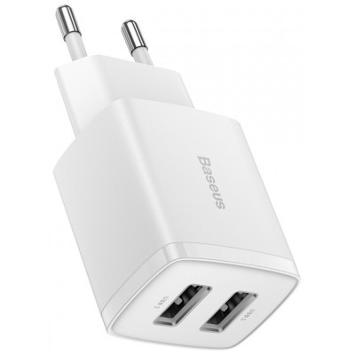 Зарядний Пристрій Baseus Compact Charger 2U 10.5W (CCXJ010202) White Зарядний Пристрій Baseus Compact Charger 2U 10.5W (CCXJ010202) White