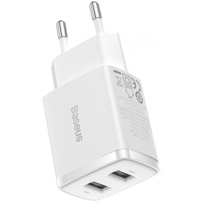Зарядний Пристрій Baseus Compact Charger 2U 10.5W (CCXJ010202) White Зарядний Пристрій Baseus Compact Charger 2U 10.5W (CCXJ010202) White