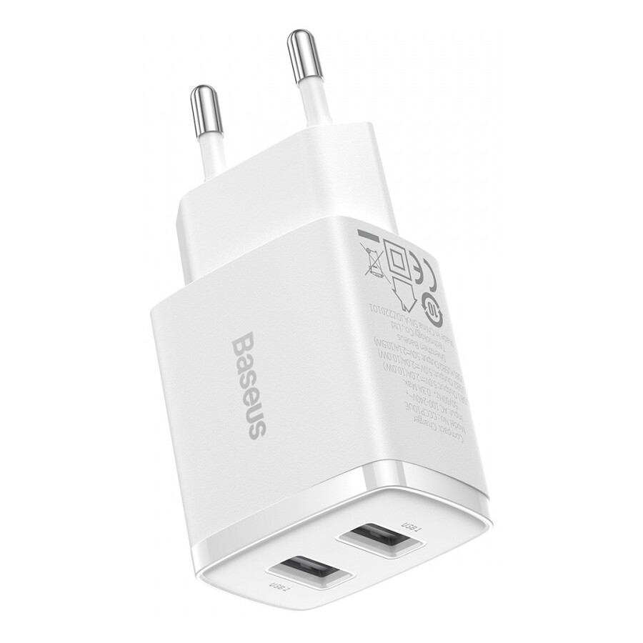 Зарядний Пристрій Baseus Compact Charger 2U 10.5W (CCXJ010202) White Зарядний Пристрій Baseus Compact Charger 2U 10.5W (CCXJ010202) White