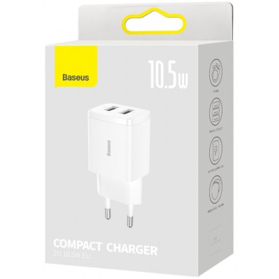 Зарядний Пристрій Baseus Compact Charger 2U 10.5W (CCXJ010202) White Зарядний Пристрій Baseus Compact Charger 2U 10.5W (CCXJ010202) White