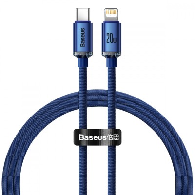 Кабель Baseus Crystal Shine Series Fast Charging Data USB кабель Type-C To IP 20W 1.2m (CAJY000203) Blue