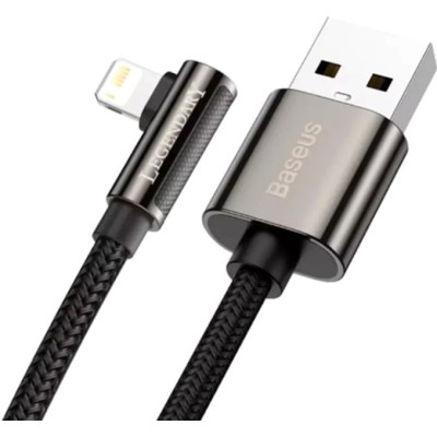 Кабель Baseus Legend Series Elbow Fast Charging Data USB кабель USB To IP 2.4A 2М (CALCS-A01) Black