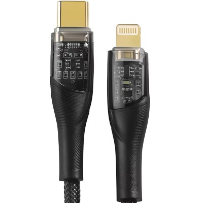 Кабель Essager Interstellar Transparent Design USB Charging Cable Type C to Lightning 1m (EXCTL-XJ01-P) Black
