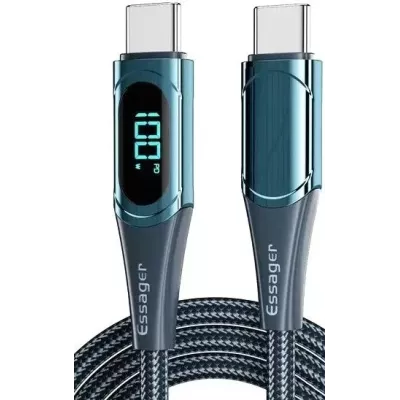 Кабель Essager LED Digital Display Fast Charging 100W USB Cable Type C to Type C 1m (ES-XCTT1-YD03) Blue