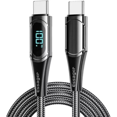 Кабель Essager LED Digital Display Fast Charging 100W USB Cable Type C to Type C 2m (ES-XCTT1-YDA01) Black
