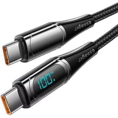 Кабель Essager LED Digital Display Fast Charging 100W USB Cable Type C to Type C 2m (ES-XCTT1-YDA01) Black