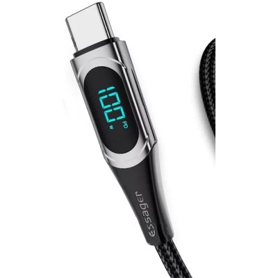 Кабель Essager LED Digital Display Fast Charging 100W USB Cable Type C to Type C 2m (ES-XCTT1-YDA01) Black