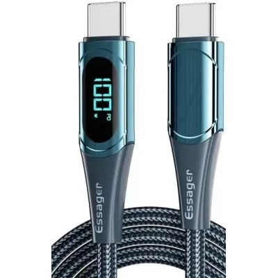Кабель Essager LED Digital Display Fast Charging 100W USB Cable Type C To Type C 2m (ES-XCTT1-YDA03) Blue