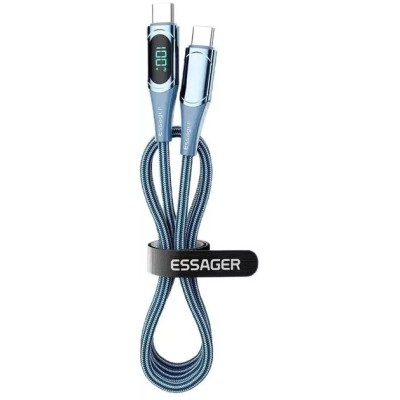 Кабель Essager LED Digital Display Fast Charging 100W USB Cable Type C To Type C 2m (ES-XCTT1-YDA03) Blue
