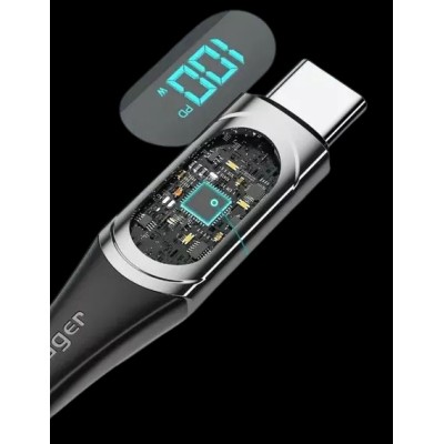 Кабель Essager LED Digital Display Fast Charging 100W USB Cable Type C To Type C 2m (ES-XCTT1-YDA03) Blue