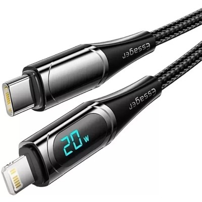 Кабель Essager LED Digital Display PD 20W Fast Charging Type C to Lightnining USB Cable 1m (EXCTL-YD01) Black