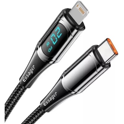 Кабель Essager LED Digital Display PD 20W Fast Charging Type C to Lightnining USB Cable 1m (EXCTL-YD01) Black