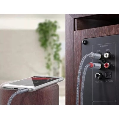 Кабель ESSAGER Monster RCA Audio Cable Jack 3.5 to 2 RCA Cable 3.5mm Jack to 2RCA Male Splitter Aux Cable 1M (EYPZJ-MY0H)