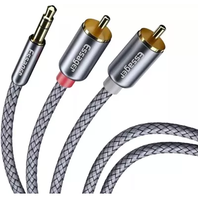 Кабель ESSAGER Monster RCA Audio Cable Jack 3.5 to 2 RCA Cable 3.5mm Jack to 2RCA Male Splitter Aux Cable Wire 3M (EYPZJ-MYC0G)