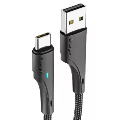 Кабель ESSAGER Rousseau 3A Fast Charging USB Type C Cable 0.25m (EXCT-LSB01) Black