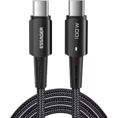 Кабель ESSAGER Sunset 100W USB charging&data cable Type-C to Type-C 0.5m (EXCTT1-CGB01) Black