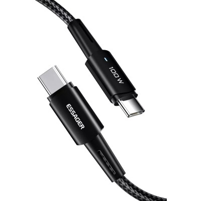 Кабель ESSAGER Sunset 100W USB charging&data cable Type-C to Type-C 0.5m (EXCTT1-CGB01) Black