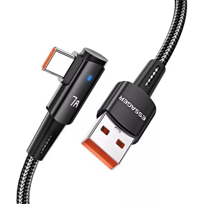 Кабель ESSAGER Sunset Bend Type 7A cable USB A to Type C 1M 100W (EXCWT7A-CG01-P) Black