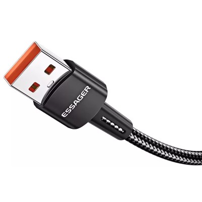 Кабель ESSAGER Sunset Bend Type 7A cable USB A to Type C 1M 100W (EXCWT7A-CG01-P) Black